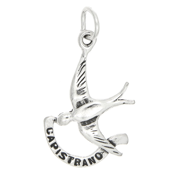 Sterling Silver swallow charm/pendant with 