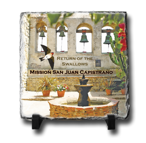 A square slate with an original image of Mission San Juan Capistrano (San Juan Capistrano) in a stunning and natural presentation.
