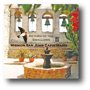 Large square ceramic tile with magnet and an original image of the Scared Garden at Mission San Juan Capistrano (San Juan Capistrano)