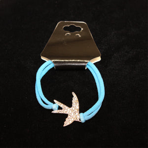 Swallow Bling Bracelet with blue elastic band.