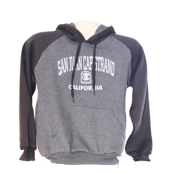 Mission San Juan Capistrano Hooded Pullover Sweatshirt Two-Tone Grey/Black