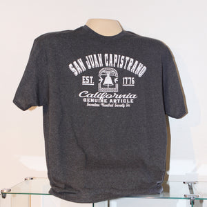 Mission San Juan Capistrano T-Shirt  Dark Grey  Available in Adult sizes Small, Medium, Large & X-Large