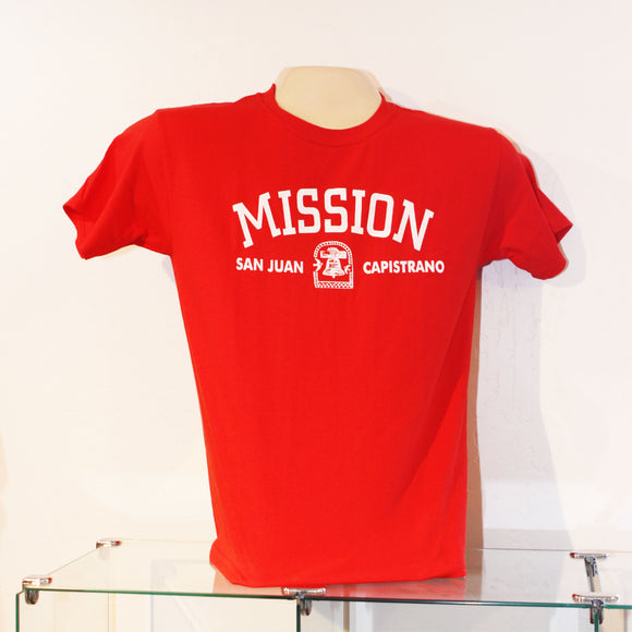 Mission San Juan Capistrano T-Shirt  Red  Available in Child sizes X-Small, Small, Medium, Large